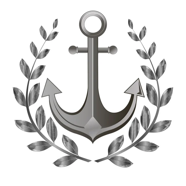 Crown e Anchor. Metal, caráter marítimo —  Vetores de Stock