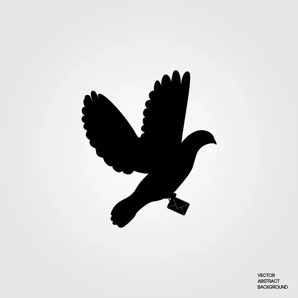 Brieftauben. Boten-Taube. Taube und Umschlag. Vektorillustration. Taubensilhouette — Stockvektor