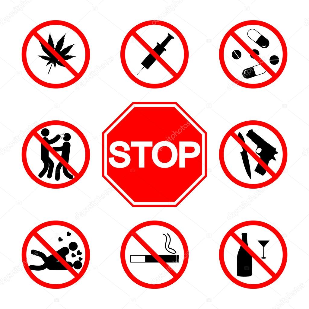 Stop Sign Do Not Smoke Not To Drink Alcohol Without