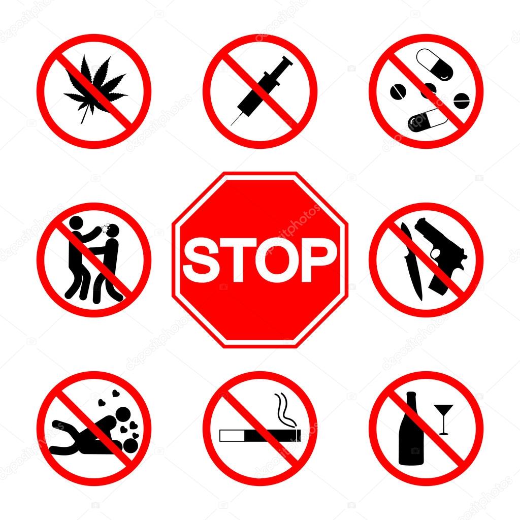 Stopbord Rook Niet Niet Om Alcohol Te Drinken Zonder Wapens Geen Sex Geen Drugs Geen
