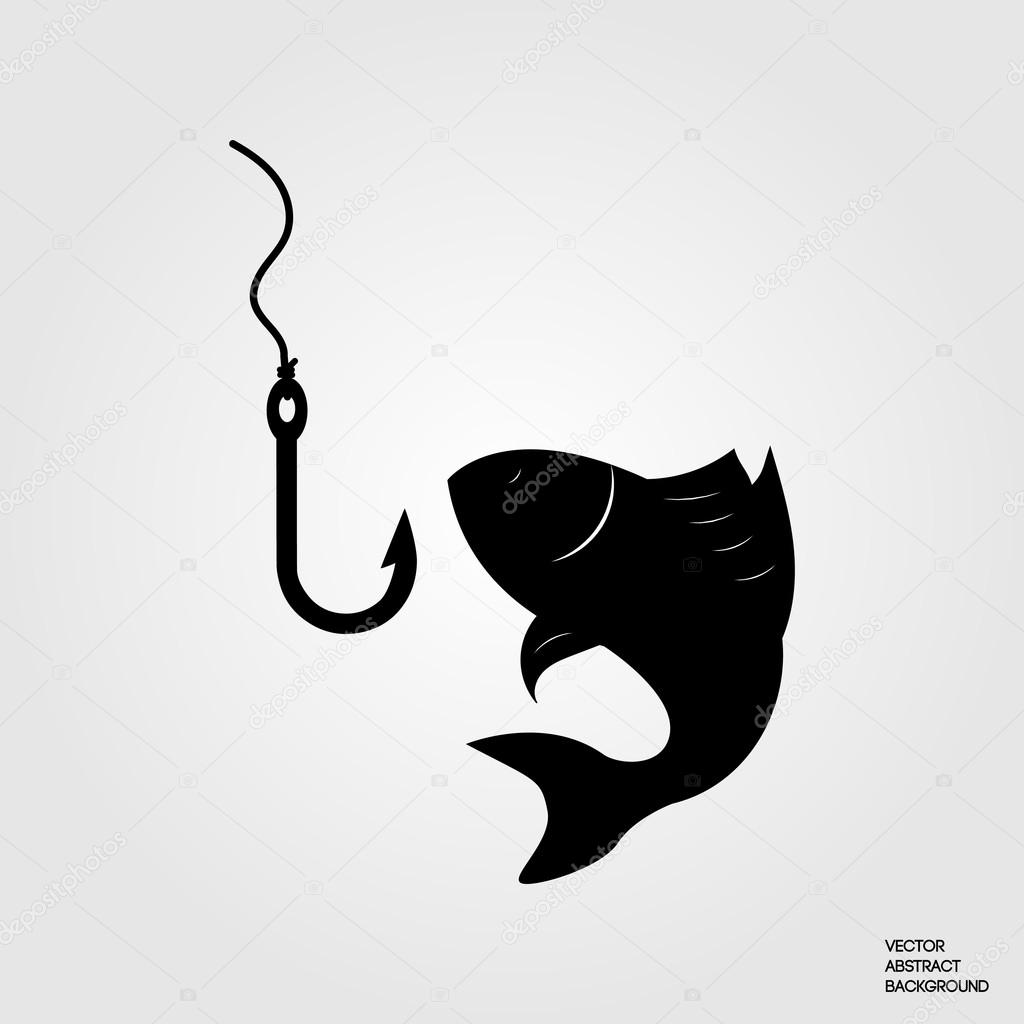 Fishing. Fish on the hook. Hobby. Silhouette of fish. Catch. Vector image  of fish Stock Vector by ©OksanaDesign 86436882