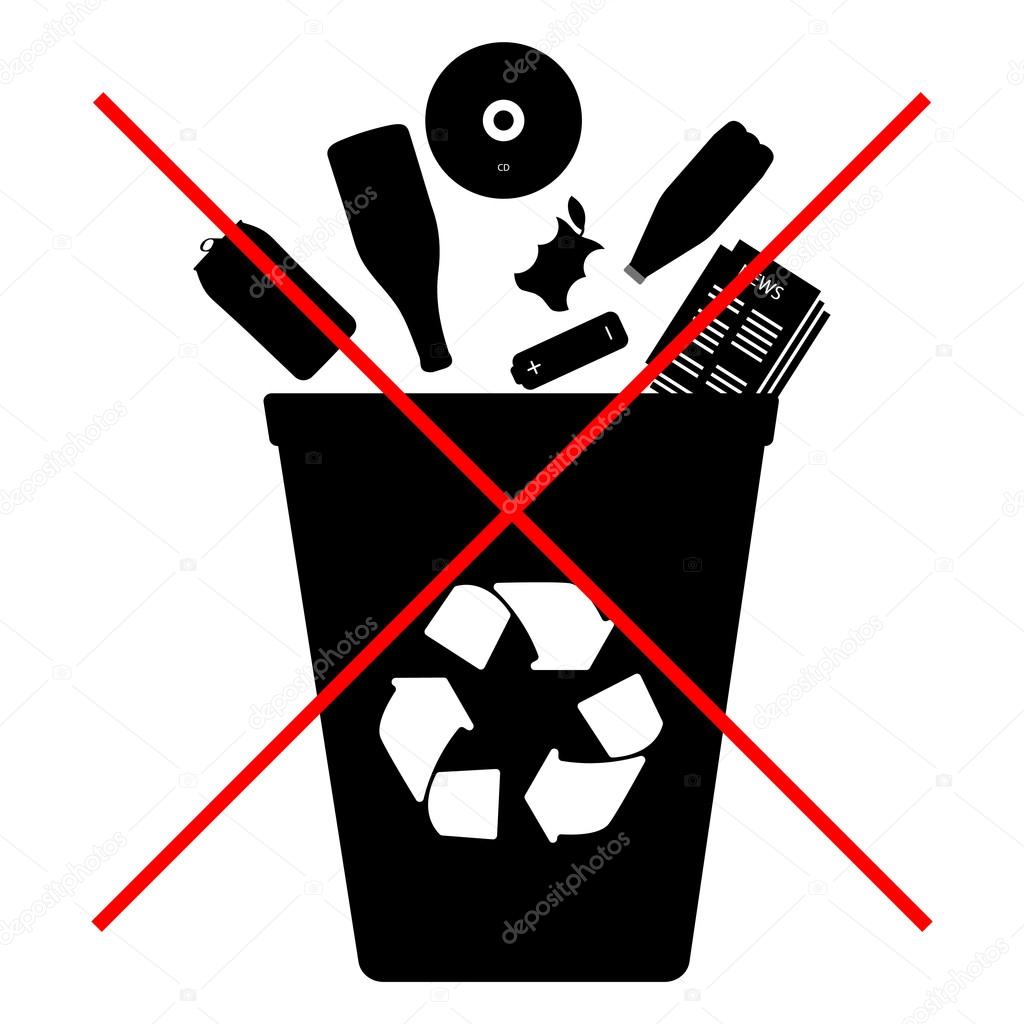 Types of household waste. Share litter. Recycling. wastebasket vector. Environment protection.