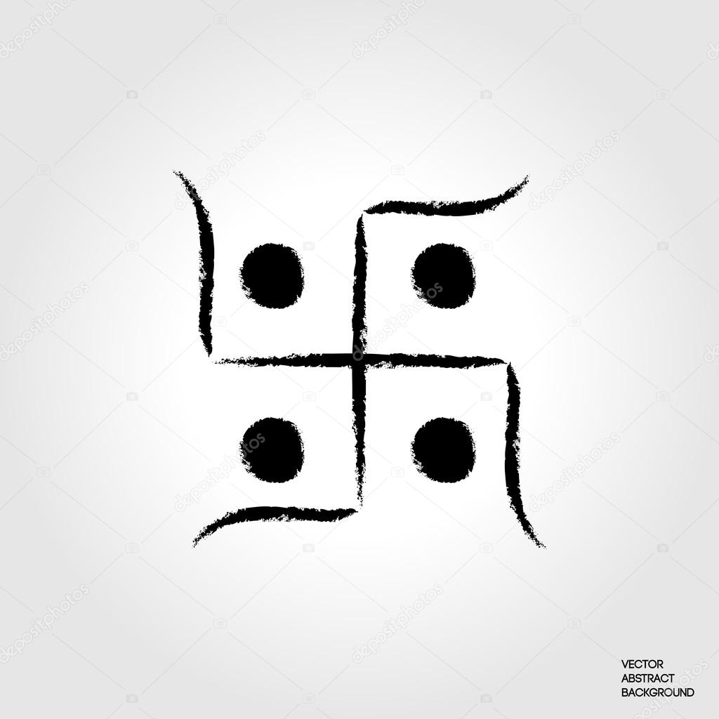 Hindu sacred sound Om. Indian swastika. Hinduism symbol. Hindu cross.