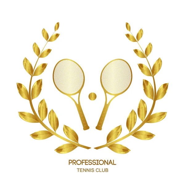 Club de tennis professionnel. Gagnant. Raquettes de tennis. Joueur de tennis. Lauréat d'un prix en tennis. Couronne de laurier — Image vectorielle