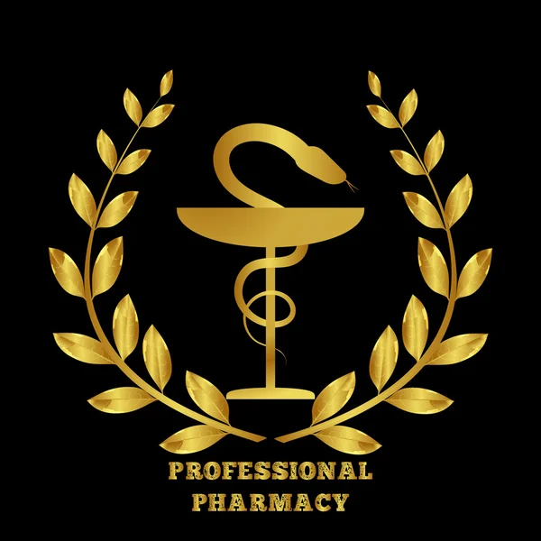 Apothekerikone. Caduceus Symbol. Schale mit einer Schlange. professionelle Apotheke. Medikamentenvektor — Stockvektor