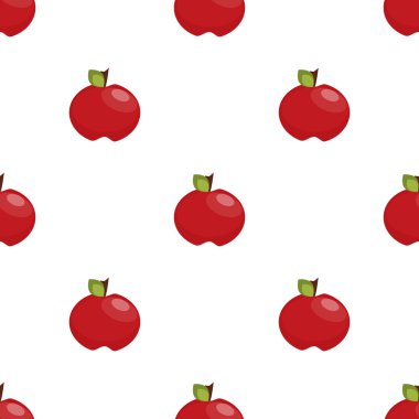 Seamless modeli: beyaz zemin üzerine kırmızı elmalar.