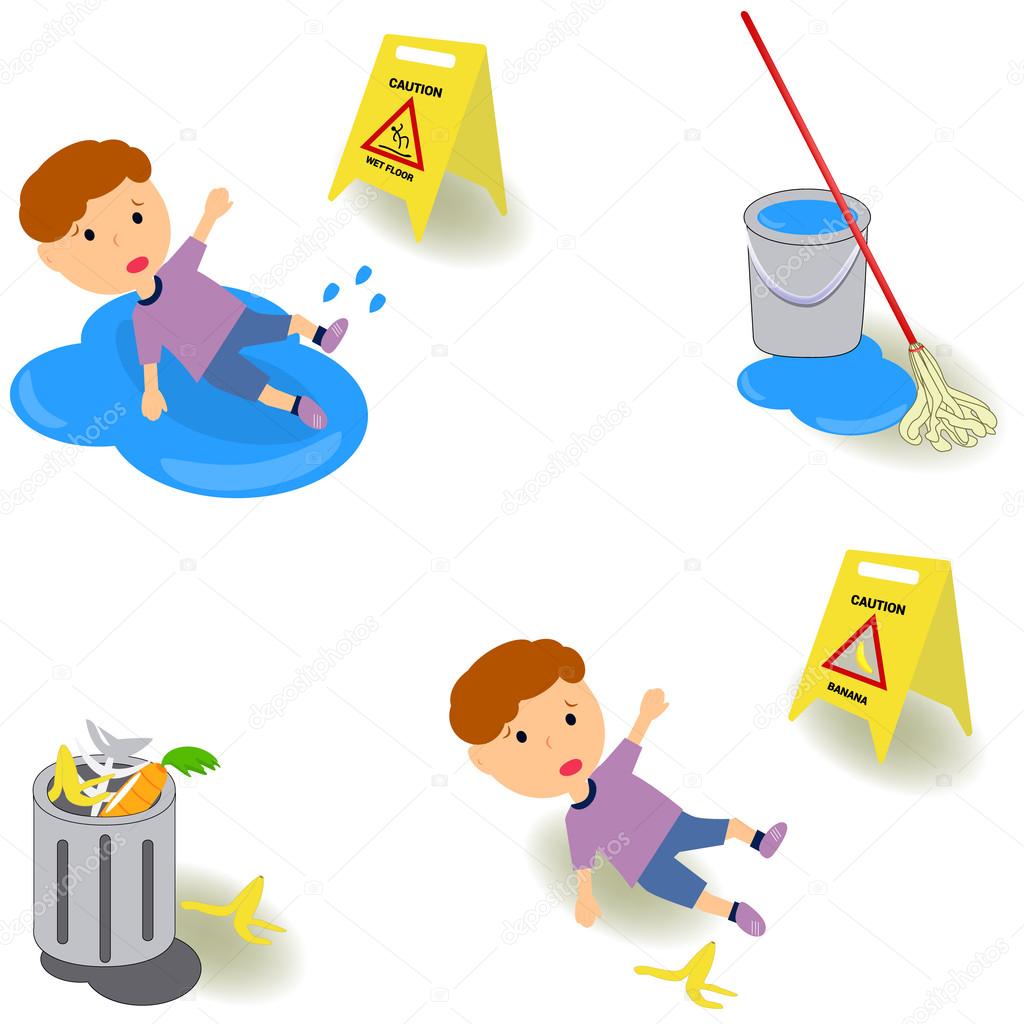 Wet floor caution sign. Isolated illustration vector