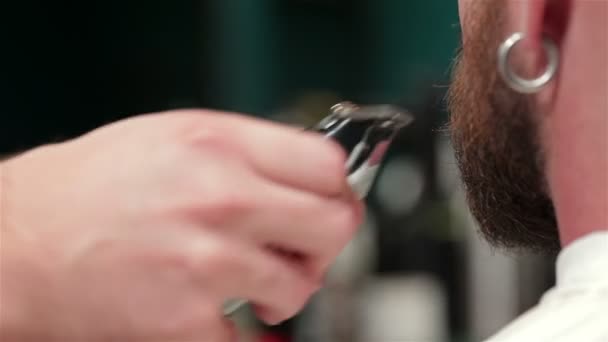 Gros plan d'une taille de barbe — Video