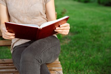 Bankta oturan bir günlük ile çekici kız