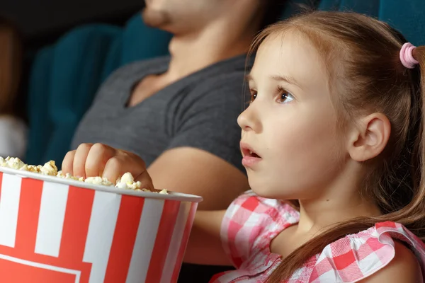 Adorable little girl at the cinema — Stock Photo, Image