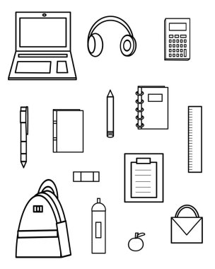 Okul, üniversite ve eğitimin basit vektör simgeleri.