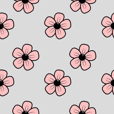 Petunya çiçeği pürüzsüz deseni. Pastel çizgili arka planda petunya çiçekleri. Vektör deseni