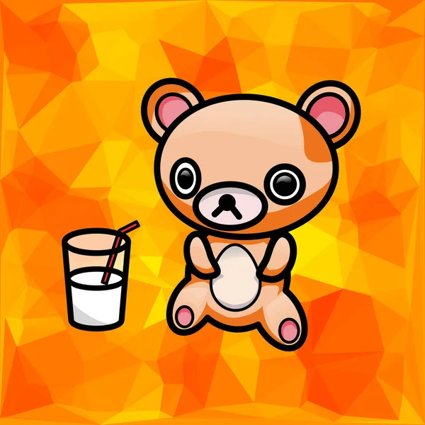 Bebé Oso Con Leche Vaso — Vector de stock