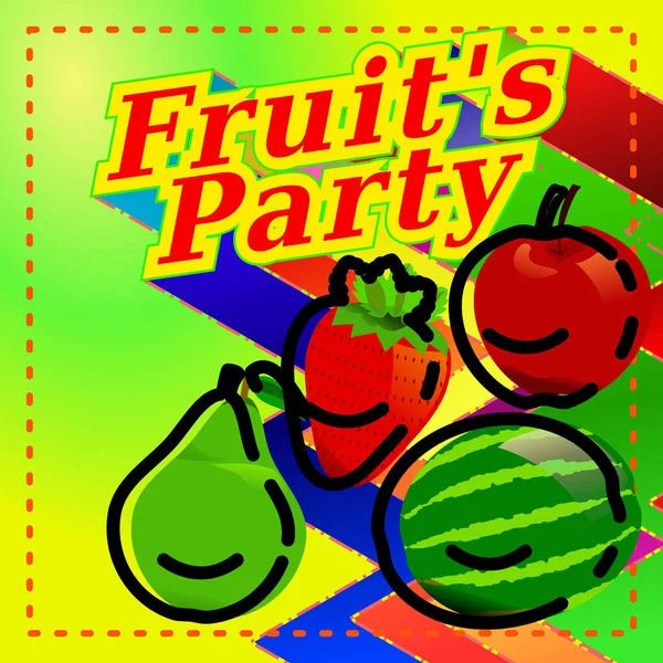 Klebrige Vintage Fruit Party Mit Verschiedenen Farben — Stockvektor