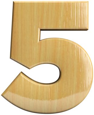 Wooden number 5 - five