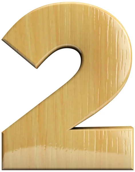 Holzzahl 2 - zwei — Stockfoto