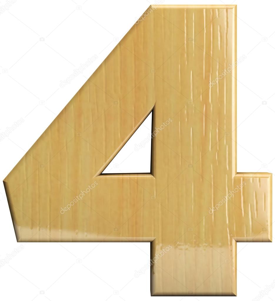 Wooden number 4 - Four