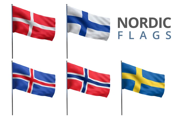 Scandinavian Nordic Flags — Stock Photo, Image