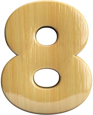 Wooden number 8 - eight clipart