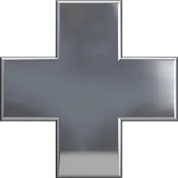 Metallic Cross Plus Symbol — Stock Photo, Image