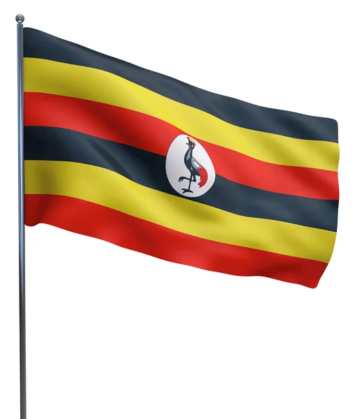 Uganda-Flagge geschwenkt — Stockfoto