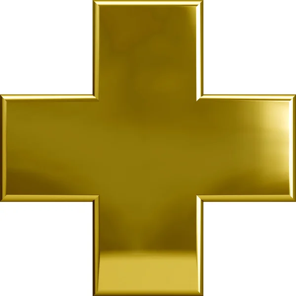 Gold Metallic Cross Plus Symbol — Stock Photo, Image