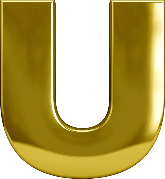 Guld metall bokstaven U — Stockfoto