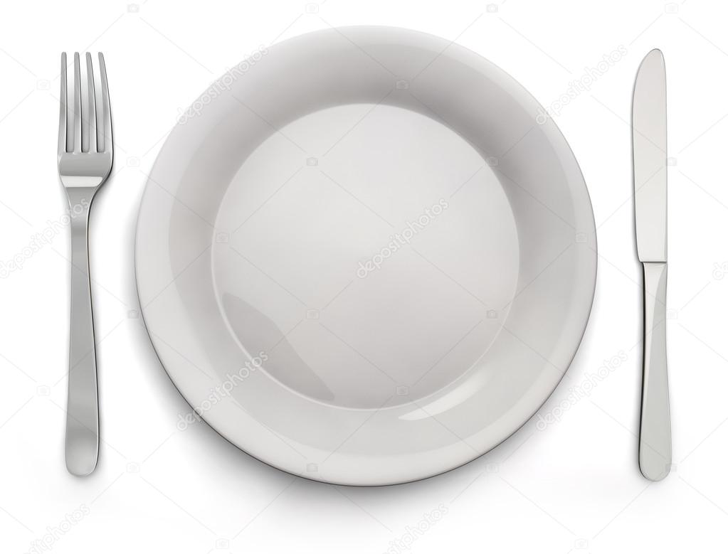 Food Plate, Knife, Fork
