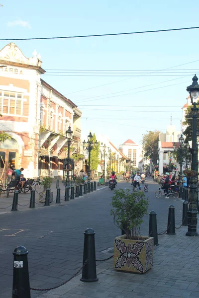 Semarang Indonesië Augustus 2021 Semarang Oud Stadsgebied Met Mensen Bij — Stockfoto