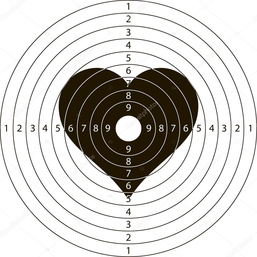 Shooting target heartfor the shooting range small arms made in the vector