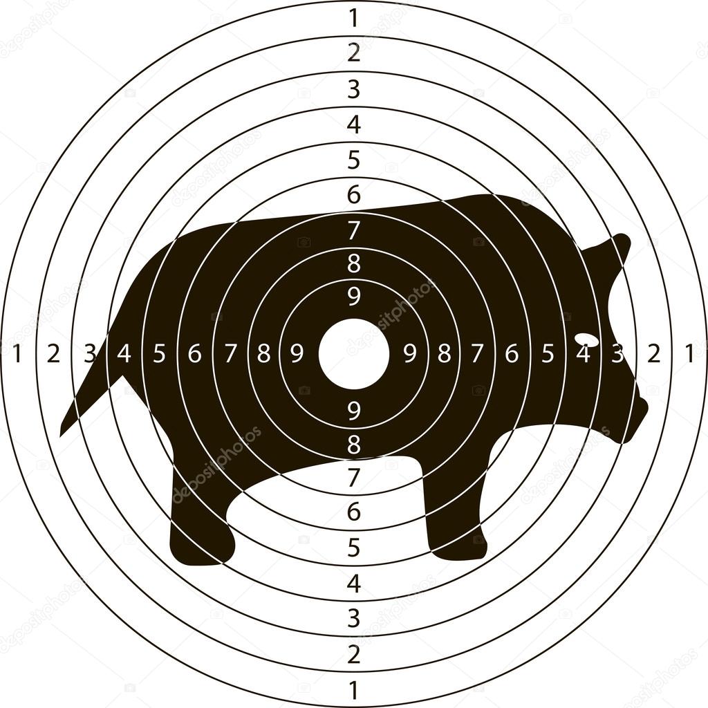 Shooting target wild boar for the shooting range small arms made in the vector