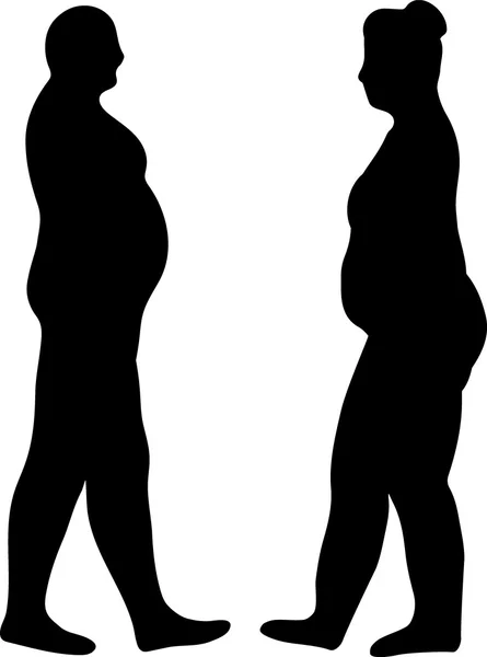 Siluetas de hombres y mujeres gordos — Archivo Imágenes Vectoriales