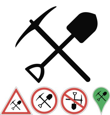 signs  pick and shovel on white clipart