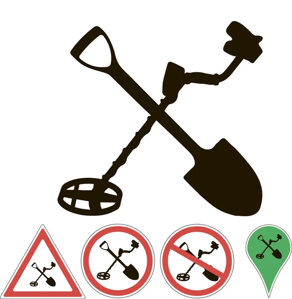 Metal detector and shovel — Stock Vector