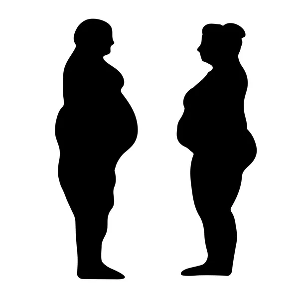 Silhouette contour d'un gros hommes et femmes — Image vectorielle