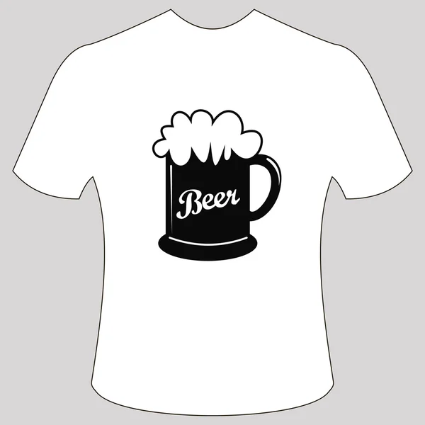 Camiseta con vaso de cerveza — Vector de stock