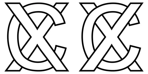 Logo-Zeichen wc und cw-Symbol-Zeichen zwei ineinandergreifende Buchstaben W, C-Vektor-Logo wc, cw erste Großbuchstaben Muster Alphabet w, c — Stockvektor