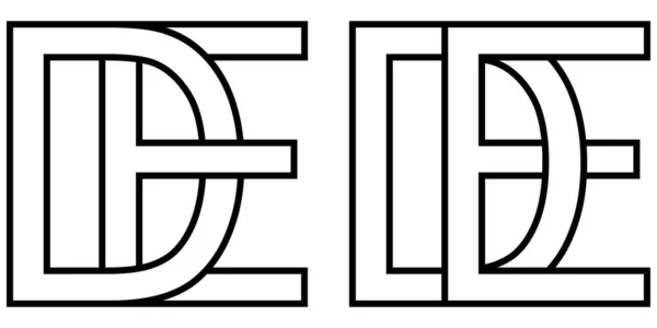 Logotipo de ed icono signo dos letras entrelazadas D e, vector logo de ed letras mayúsculas patrón alfabeto d e — Vector de stock