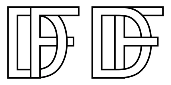 Logo dfd simgesi işaret iki birbirine karışmış harf D f, vektör logosu dfd ilk büyük harf şablon alfabesi d f — Stok Vektör