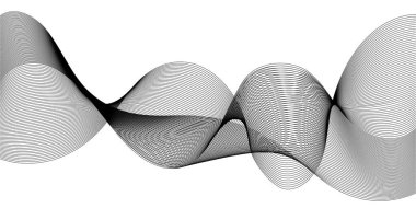 Beyaz arka planda ses dalgası fraktal çizgisi. Vektör illüstrasyonu kavramı. Teknoloji soyut sanat geçmişi. Dalga etkisi. Desen geometrik biçimi