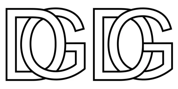 Logo gd dg icono signo de dos letras entrelazadas G D, vector logo gd dg primer patrón letras mayúsculas alfabeto g d — Archivo Imágenes Vectoriales