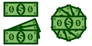 Kağıt tasarımı Vektör illüstrasyon tasarımı için yakın plan. Dolar simgesi vektörü. Dolar işareti. Amerikan parası