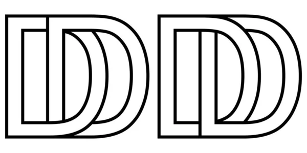 Logo dd Symbol unterzeichnen zwei ineinandergreifende Buchstaben D, Vektorlogo dd erste Großbuchstaben Muster Alphabet d — Stockvektor