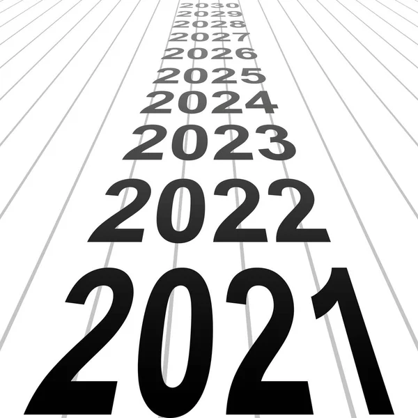 2021 nieuwe jaar banner achtergrond 3D perspectief vector blik op de toekomst 2021 gelukkig nieuwjaar perspectief — Stockvector