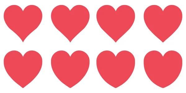 Red heart contour vector love symbol Valentines day sign set heart shape, icon like social network instagram — Stock vektor