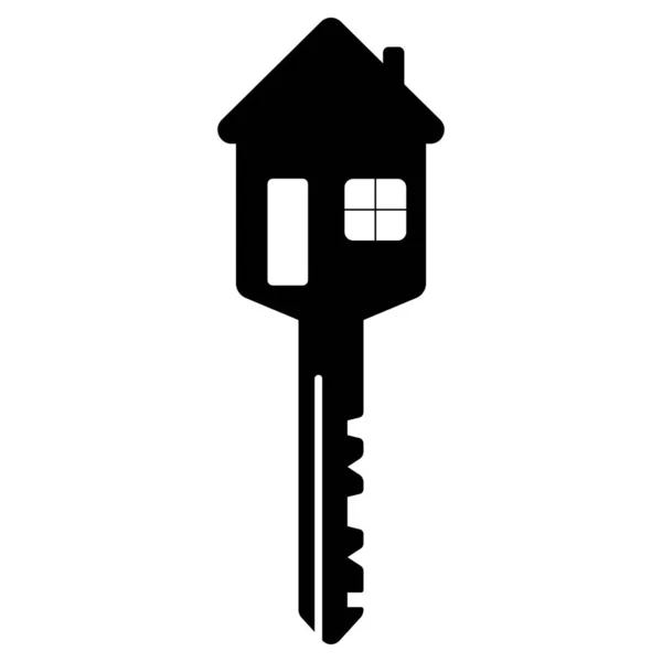 House key shaped like a house with window and door vector key to home of a happy family life — Stock Vector