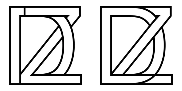 Логотип zd и значок dz знак двух чересстрочных букв Z D, векторный логотип zd dz первые заглавные буквы алфавит z d — стоковый вектор