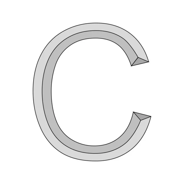 Logo dreidimensionaler Buchstabe c, Vektor-Großbuchstabe erster Buchstabe des Alphabets, C-Logo-Symbol Design-Vorlagenelemente — Stockvektor