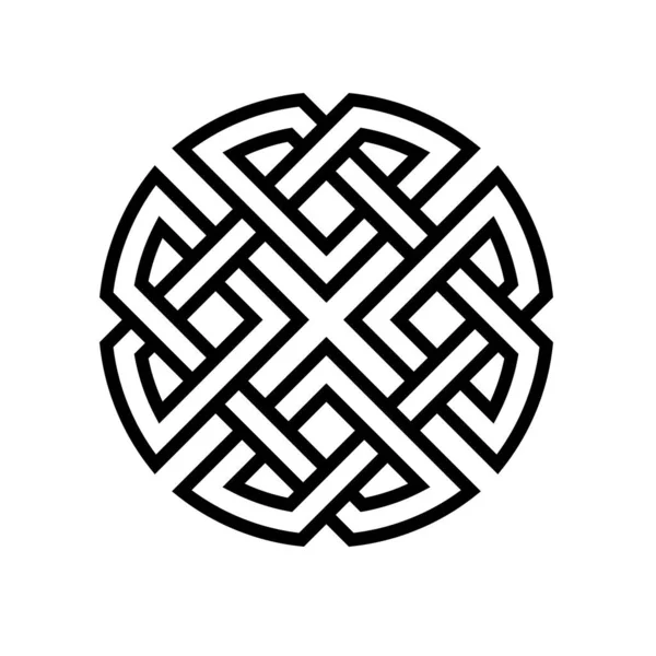 Круглий кельтський вузол етно візерунок, векторне плетіння в'язаних ліній смуги вузол розвитку здоров'я та удачі — стоковий вектор