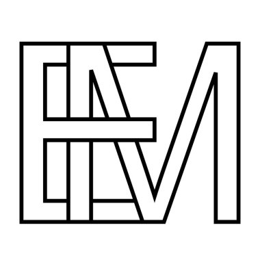 Logo em ve benim simge simgem birbirine karışmış harfler M, E vektör logosu, ilk büyük harf şablon alfabem, e, m